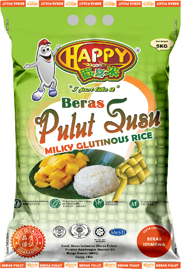 5kg Milky Glutinous Rice Happy Rice Rice Supplier Kuching Sarawak 